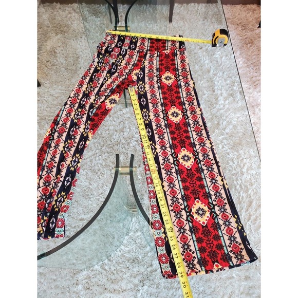 Multicolor Boho Womens Polyester High Waisted Wide Leg Calypso Pant Small - Picture 6 of 7